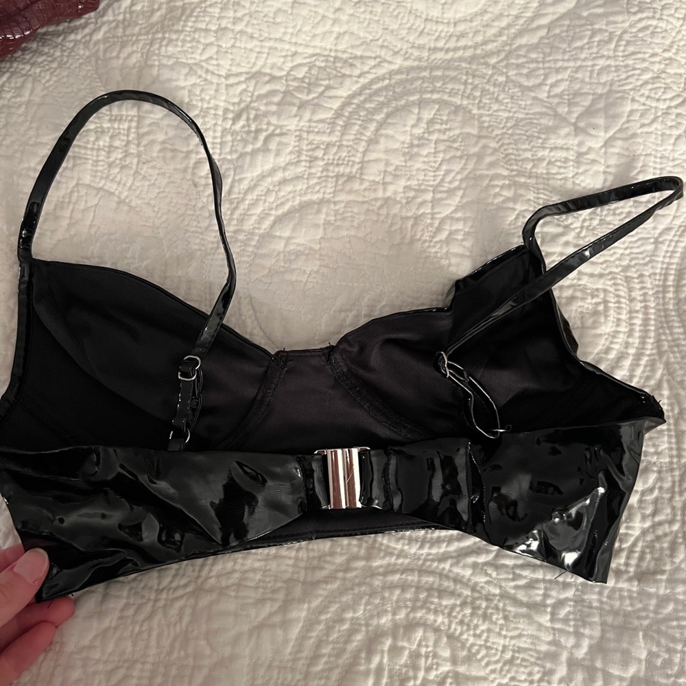 Black Leather Crop Top